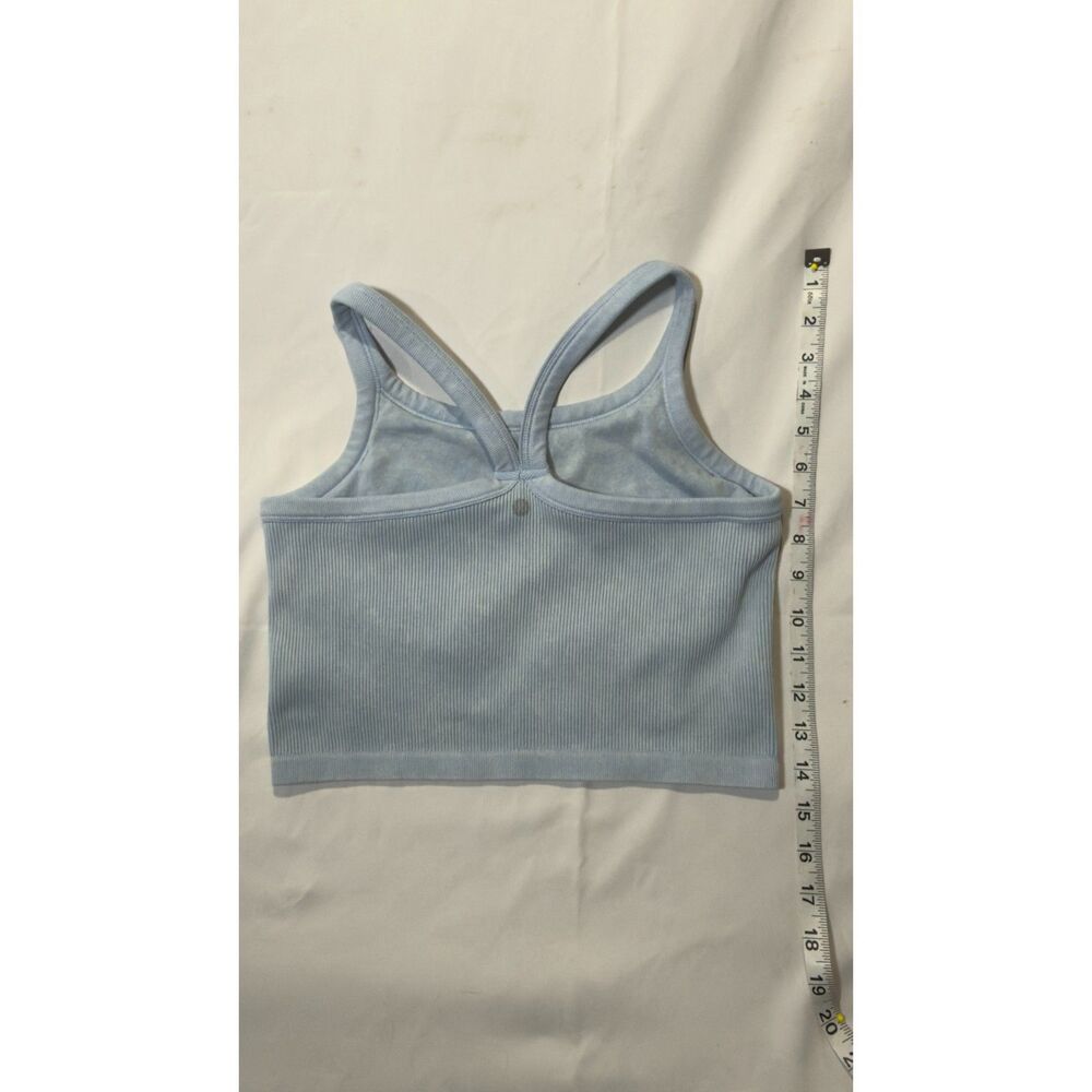 Light Dusty Blue Ribbed Racerback Cropped Tank Top Size Medium - Picture 3 of 3